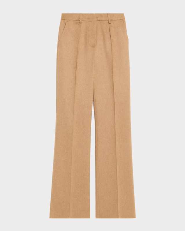 Carbone Pleated Wool Straight-Leg Trousers
